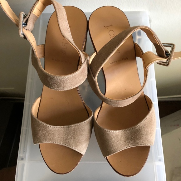 J. Crew Shoes - J Crew Wedge Beige Suede Platform sandal size 6.5